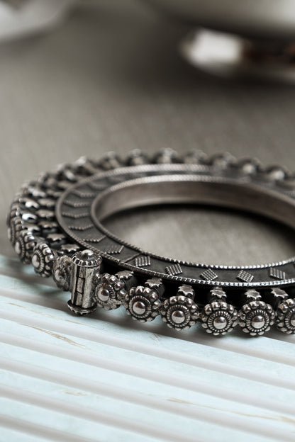 Silver Finish Vintage Kada In Sterling Silver