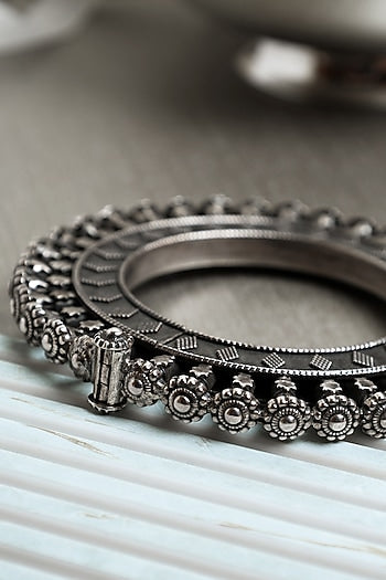 Silver Finish Vintage Kada In Sterling Silver