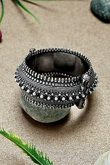 Silver Finish Beaded Kada In Sterling Silver