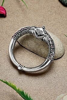 Silver Finish Ruby Cuff In Sterling Silver