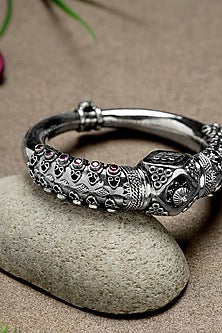 Silver Finish Ruby Cuff In Sterling Silver