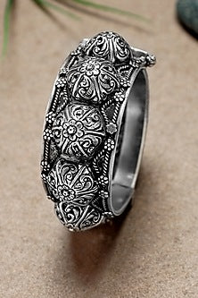 Silver Finish Chitai Cuff In Sterling Silver