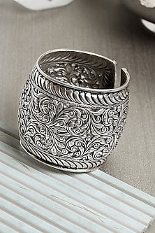 Silver Finish Chitai Cuff In Sterling Silver
