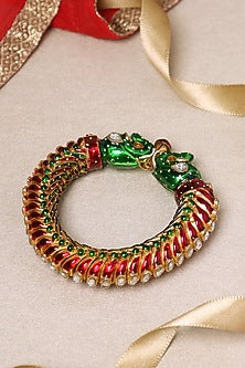 Gold Finish Meenakari Shindeshahi Bangle In Sterling Silver