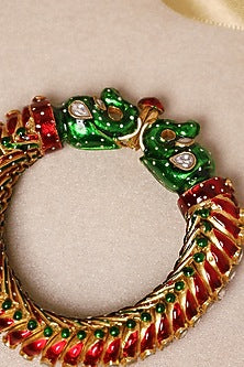 Gold Finish Meenakari Shindeshahi Bangle In Sterling Silver