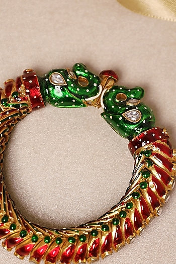 Gold Finish Meenakari Shindeshahi Bangle In Sterling Silver