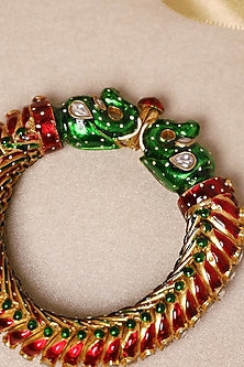 Gold Finish Meenakari Shindeshahi Bangle In Sterling Silver