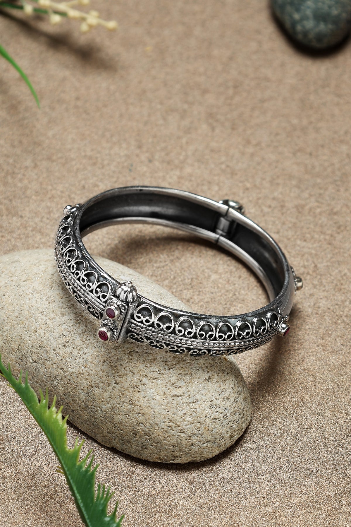 Silver Finish Ruby Kada In Sterling Silver