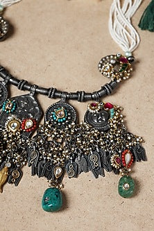 Two-Tone Finish Tribal Necklace In Sterling Silver