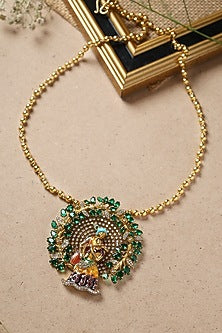 Gold Finish Moissanite Polki Pendant Necklace In Sterling Silver