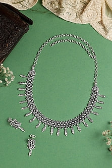White Finish Necklace Set In Sterling Silver