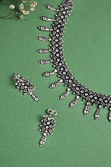 White Finish Necklace Set In Sterling Silver