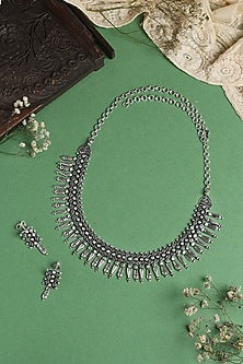 White Finish Necklace Set In Sterling Silver