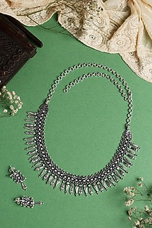 Two-Tone Finish Tribal Necklace Set In Sterling Silver