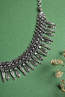 Two-Tone Finish Tribal Necklace Set In Sterling Silver