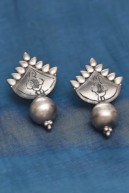 Silver Finish Dangler Earrings In Sterling Silver