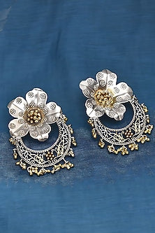 Two Tone Finish Tribal Dangler Earrings In Sterling Silver