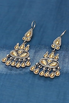 Two Tone Finish Tribal Dangler Earrings In Sterling Silver