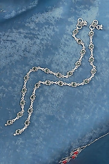 Silver Finish Synthetic Stone Anklets In Sterling Silver