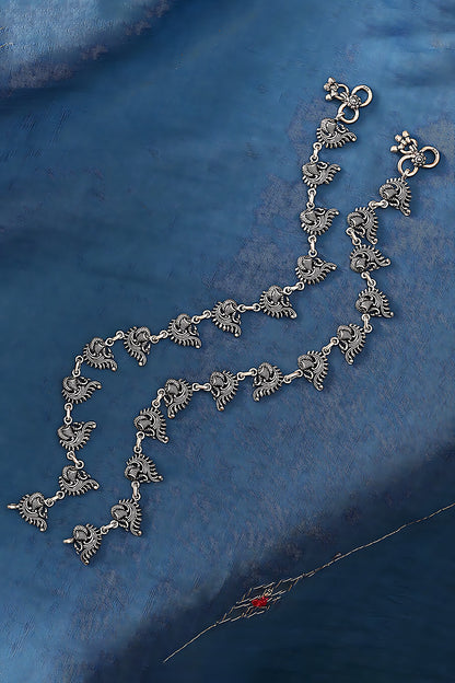 Silver Finish Synthetic Stone Anklets In Sterling Silver