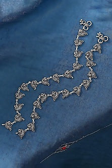 Silver Finish Synthetic Stone Anklets In Sterling Silver