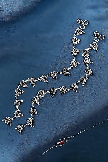 Silver Finish Synthetic Stone Anklets In Sterling Silver