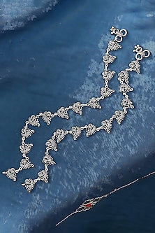 Silver Finish Synthetic Stone Anklets In Sterling Silver