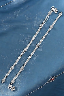 Silver Finish Synthetic Stone Anklets In Sterling Silver