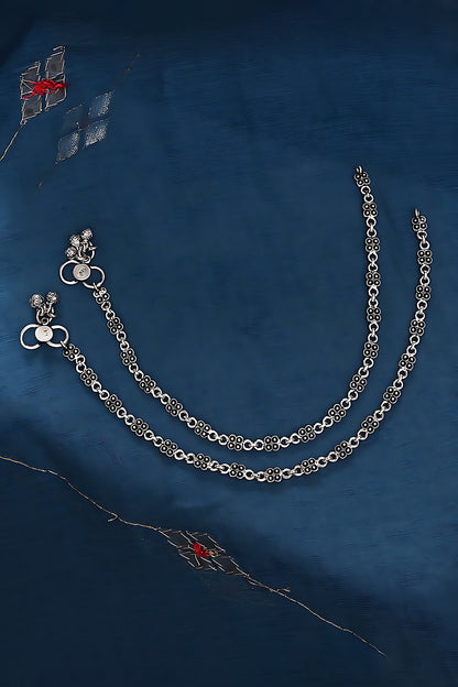 Silver Finish Synthetic Stone Anklets In Sterling Silver