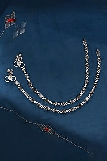Silver Finish Synthetic Stone Anklets In Sterling Silver
