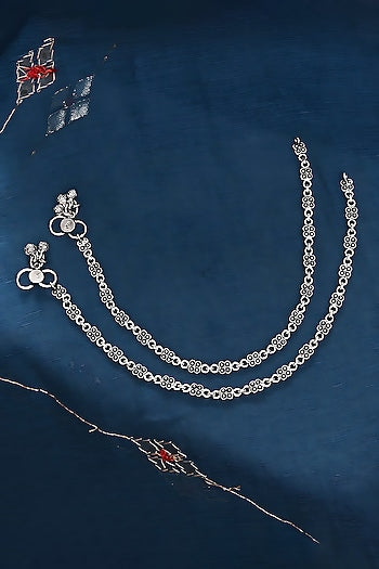 Silver Finish Synthetic Stone Anklets In Sterling Silver