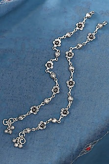 Silver Finish Synthetic Stone Anklets In Sterling Silver
