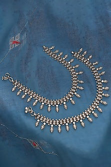 Silver Finish Synthetic Stone Anklets In Sterling Silver