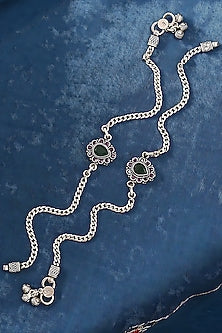 Silver Finish Synthetic Stone Anklets In Sterling Silver