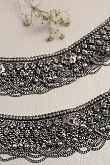 White Finish CZ Stone Anklets In Sterling Silver