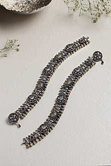 Two-Tone Finish CZ Stone Anklets In Sterling Silver