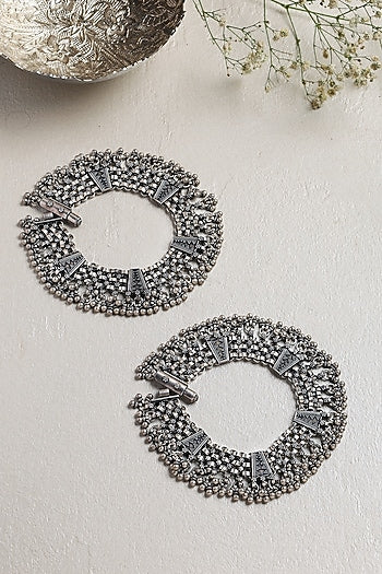 White Finish Ghungroo Anklets In Sterling Silver
