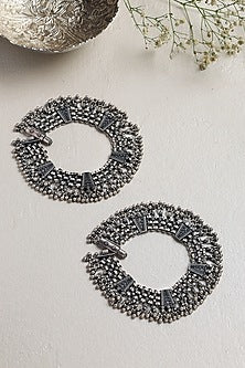 White Finish Ghungroo Anklets In Sterling Silver