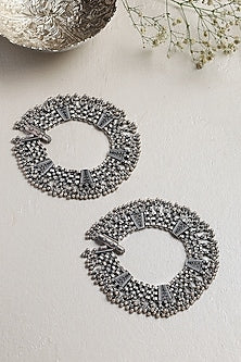 White Finish Ghungroo Anklets In Sterling Silver