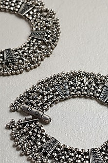 White Finish Ghungroo Anklets In Sterling Silver