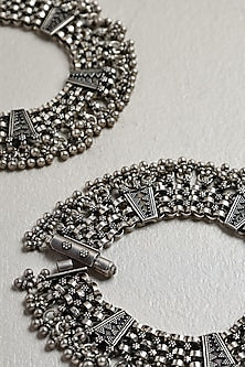 White Finish Ghungroo Anklets In Sterling Silver