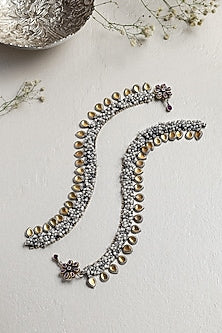 Two-Tone Finish Anklets In Sterling Silver