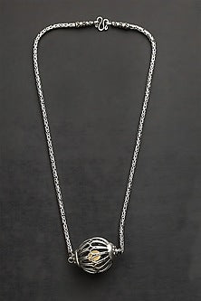 White Finish Kundan Polki Ball Necklace In Sterling Silver