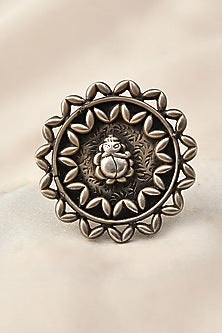 White Finish Tribal Ring In Sterling Silver