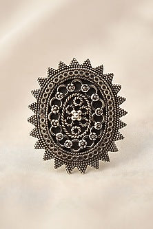 White Finish Tribal Ring In Sterling Silver