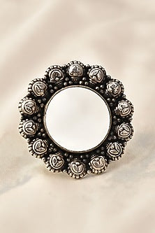 White Finish Temple Tribal Ring In Sterling Silver