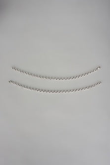 White Finish Cubic Zircon Anklets In Sterling Silver (Set Of 2)