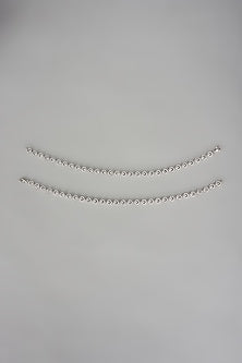 White Finish Cubic Zircon Anklets In Sterling Silver (Set Of 2)