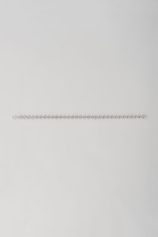 White Finish Cubic Zircon Anklet In Sterling Silver
