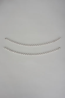 White Finish Cubic Zircon Anklets In Sterling Silver (Set Of 2)